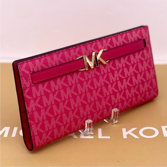 Michael Kors Reed Snap Bifold Wallet Electric Pink - Picture 4 of 11